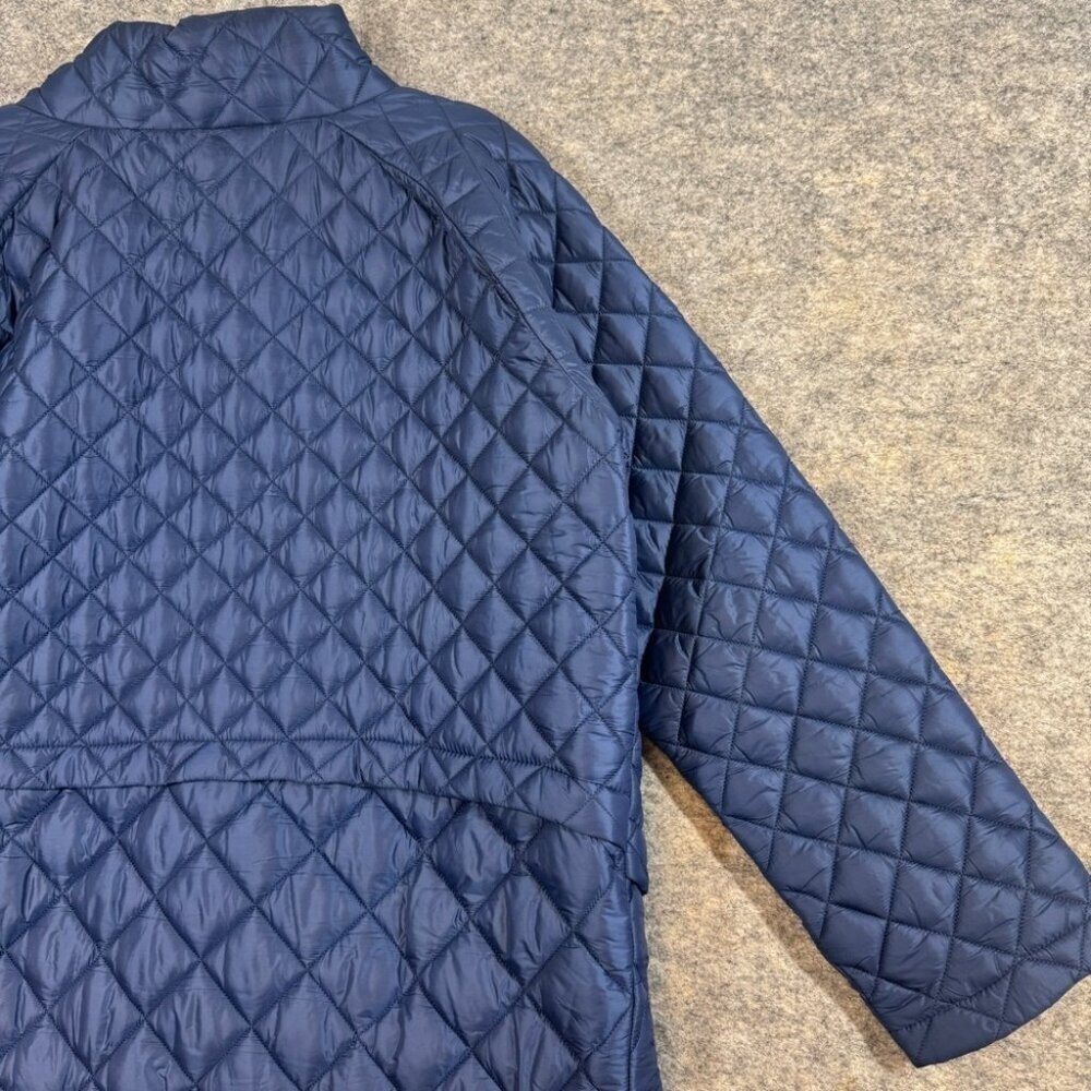 Athleta Navy Blue Quilted Whisper Featherless Jacket Full Zip Coat Performance - Picture 14 of 14